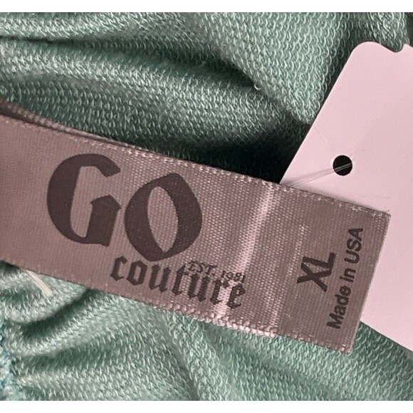 Go Couture Dress Long Sleeve Mini Off Shoulder Cinch Waist Green XL Made USA NWT - Picture 3 of 4